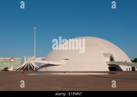 National Museum Honestino Guimarães by Famous architect Oscar Niemeyer in Downtown Brasilia Brazil Stock Photo