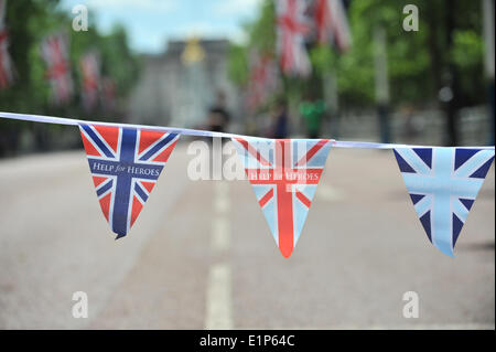 The Mall, London, UK. 8th June 2014. Flags on The Mall as the Hero Ride comes to a finish, raising money for soldiers and their families. Credit:  Matthew Chattle/Alamy Live News Stock Photo