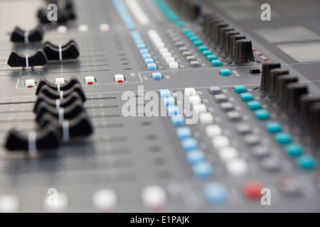 Large Music Mixing desk equipment for sound control buttons equipment for sound mixer control Stock Photo