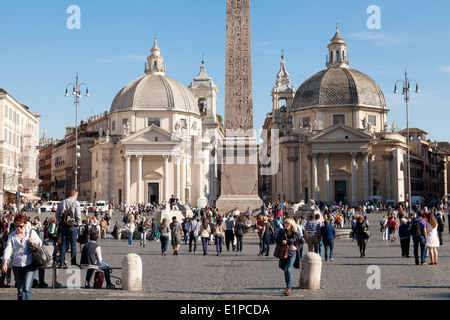 Crowds of people in the Piazza del Popolo ( Peoples square ), Rome city center, Rome Italy Europe Stock Photo