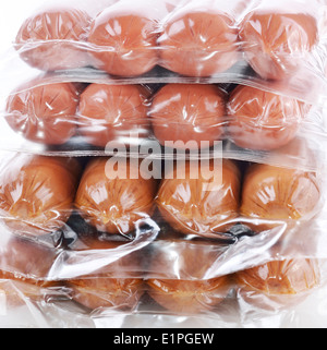 Stack Of Sausages In A Plastic Package Stock Photo