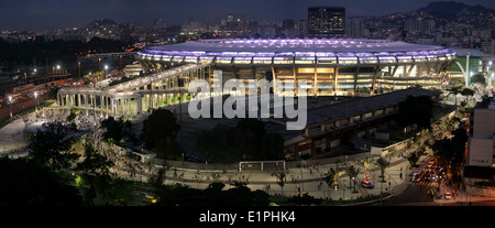Maracanã stadium external view at dusk, before a match for the 2014 Libertadores Cup. It will host the 2014 FIFA World Cup. Stock Photo