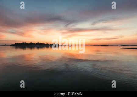Sunrise seen from Hattusaari island, Helsinki, Finland, EU Stock Photo