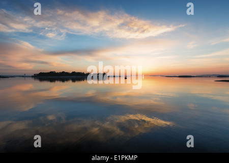 Sunrise seen from Hattusaari island, Helsinki, Finland, EU Stock Photo