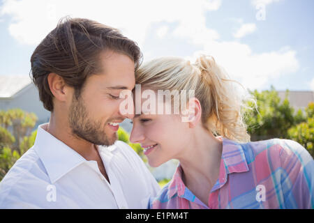 Cute couple spending time together outside Stock Photo