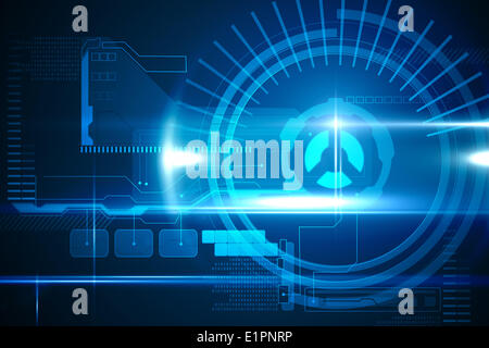 Blue technology interface with dial Stock Photo