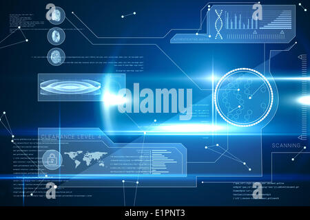 Blue technology interface with glow Stock Photo