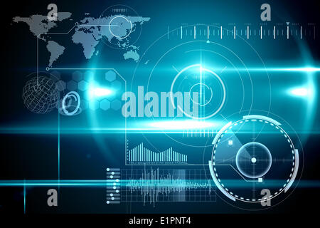 Blue technology interface with glow Stock Photo