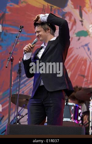 Nuerburg, Germany. 08th June, 2014. Singer Pete Doherty of the band Babyshambles performs on stage during the 'Rock am Ring' music festival at the Nuerburgring near Nuerburg, Germany, 08 June 2014. The festvial is celebrating its 29th edition in 2014 before it will close doors for ever. PHOTO: THOMAS FREY/dpa/Alamy Live News Stock Photo