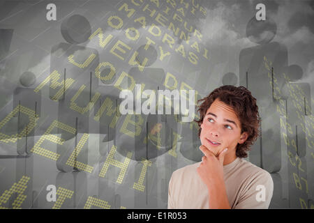 Composite image of close up of a thoughtful man Stock Photo
