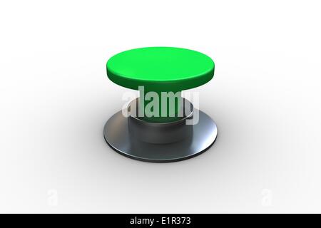 Digitally generated green push button Stock Photo