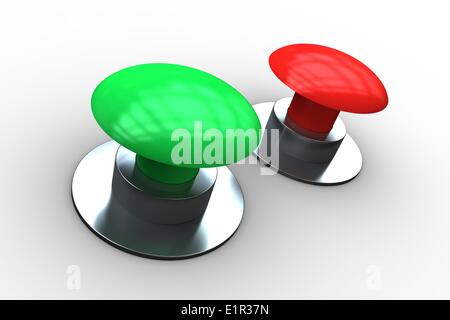 Red and green push buttons Stock Photo