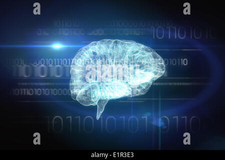 Brain interface in black and blue Stock Photo