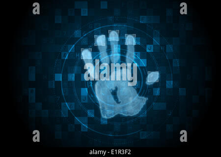 Digital security hand print scan Stock Photo