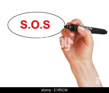 'S.O.S' word written on isolated white background Stock Photo