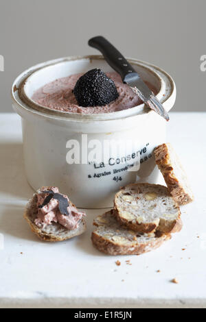 Chicken liver mousse with truffles Stock Photo