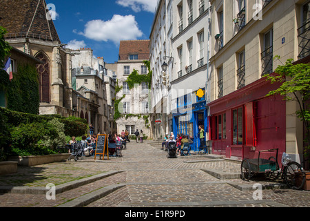 View along Rue des Barres, Paris France Stock Photo