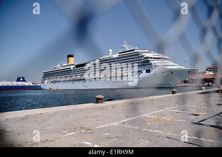 The Costa Pacifica, sister ship of Costa Concordia, docked in the port of Thessaloniki, Greece 2013 Stock Photo