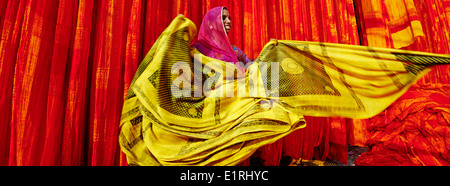 India, Rajasthan, sari garment factory Stock Photo