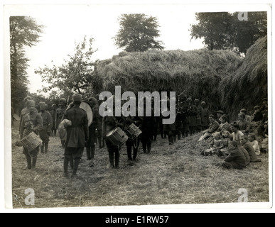 Indian Infantry Band [40th Pathans] playing on a French farm [at St Floris, France]. . Stock Photo