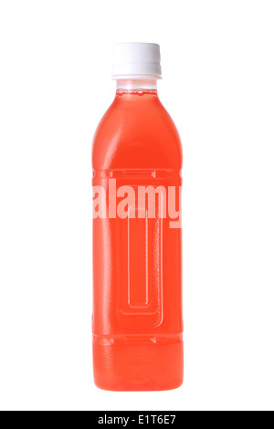 red juice in a bottle on white background Stock Photo