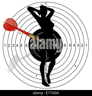 Shooting target, with holes pierced by bullets made in 2d software Stock Photo