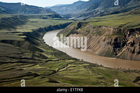 Flying over the Chilcotin Ark and the Fraser River Canyon in British Columbia Canada Stock Photo