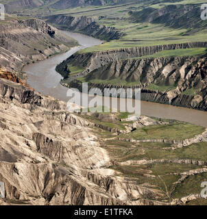 Flying over the Chilcotin Ark and the Fraser River Canyon in British Columbia Canada Stock Photo