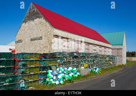 Lobster traps, Seal Cove National Historic Site , Grand Manan Island, Bay of Fundy, New Brunswick, Canada Stock Photo