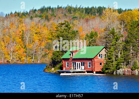 Log house, Lochaber Lake, Antigonish County, Nova Scotia, Canada Stock Photo