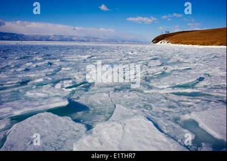 Russia, Siberia, Irkutsk oblast, Baikal lake, Maloe More (little sea), frozen lake during winter Stock Photo