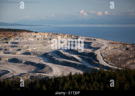 Texada Island Mine, Aerial,  Strait of Georgia, Sunshine Coast, B.C., Canada Stock Photo