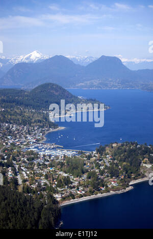 Gibsons Aerial, Summer, Howe Sound, Sunshine Coast, B.C., Canada Stock Photo
