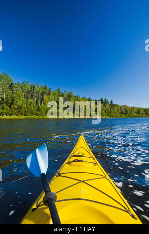 kayaking the Clearwater River, Clearwater River Provincial Park,  Northern Saskatchewan, Canada Stock Photo