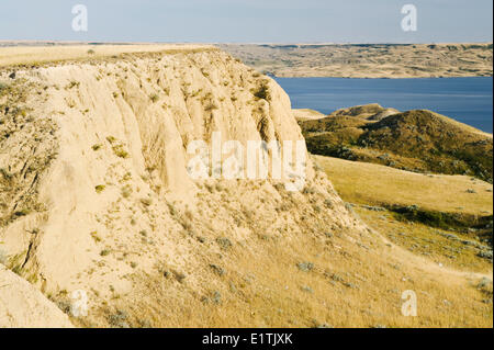 South Saskatchewan River Valley with Lake Diefenbaker in the background, near Beechy,  Saskatchewan, Canada Stock Photo