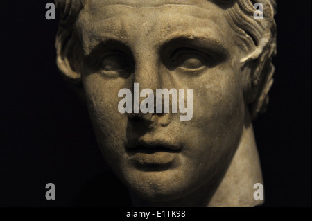 Alexander the Great (356-323 BC). King of Macedon. Head in marble. First half of the 2nd century. From Pergamon. Stock Photo