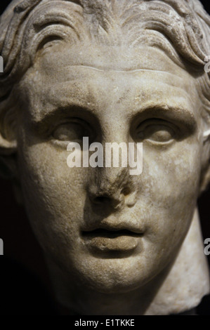 Alexander the Great (356-323 BC). King of Macedon. Head in marble. First half of the 2nd century. From Pergamon. Stock Photo