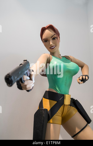Life size model of Lara Croft at Computerspiele Museum or Computer Games Museum in Berlin Germany Stock Photo