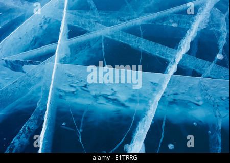 Russia, Siberia, Irkutsk oblast, Baikal lake, Maloe More (little sea), frozen lake during winter, detail Stock Photo