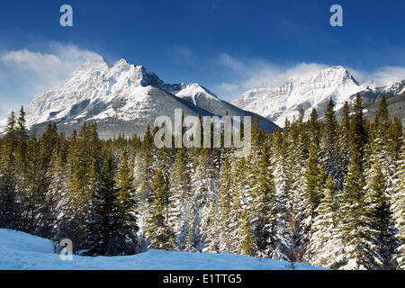 Mount Kidd in winter, Kananaskis Provincial Park, Alberta, Canada Stock Photo