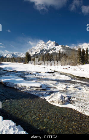 Mount Kidd in winter, Kananaskis Provincial Park, Alberta, Canada Stock Photo