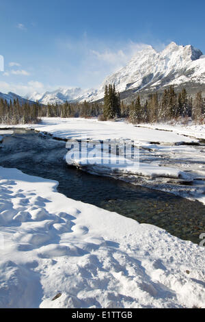 Mount Kidd in winter, Kananaskis Provincial Park, Alberta, Canada Stock Photo