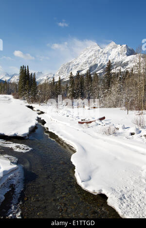 Mount Kidd in winter, Kananaskis Provincial Park, Alberta, Canada Stock Photo