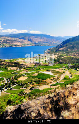 Views from Giants Head Mountain Park in Summerland, BC, of Okanagan Lake and the orchards and vineyards around Summerland, BC. Stock Photo