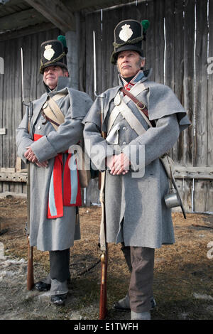 Men dressed as British soldiers, in period costume, Festival du Voyageur, Winnipeg, Manitoba, Canada Stock Photo