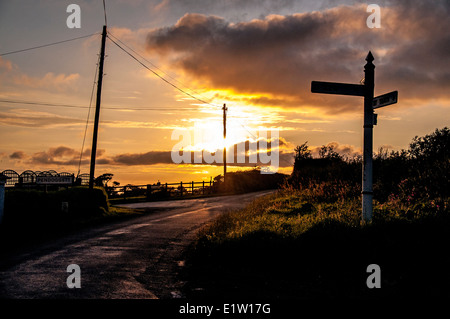 Cornish sunset near Saint St Kew in Cornwall England UK Stock Photo