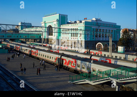 Russia, Novosibirsk oblast, Novosibirsk, 40 minutes stop, railway station, Trans-Siberian line Stock Photo