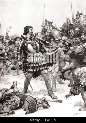 Francis I of France surrenders at The Battle of Pavia, 24 February 1525. Stock Photo