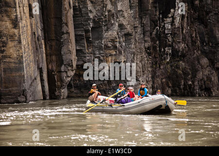 Raft in Second Canyon on Nahanni River, Nahanni National Park Preserve, NWT, Canada. Stock Photo