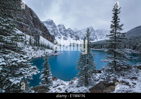 Moraine Lake and the Valley of the Ten Peaks after a snow storm. Banff National Park, Alberta, Canada